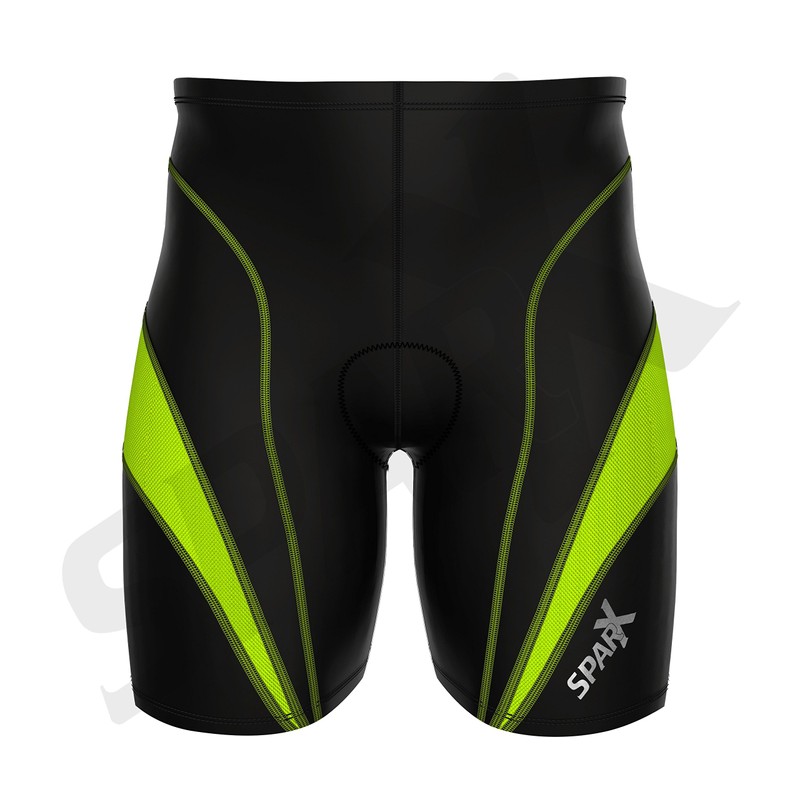 Sparx - Pantalones cortos de triatlón para hombre (negro/verde neón,