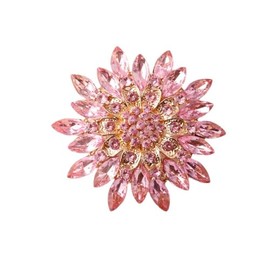 Caiyao Statement Rhinestone Sunflower Brooch for Women Pin Red Black Pink Crystal Large Flower Marquise Wreath Brooch Elegant Clothing Hat Bag Skirt Accessories Teen Girls-pink