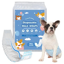 FuzzFables Dog Nappies for Male 20 Pack Disposable Male Nappies with Moisture Indicator, Wider Belly Bands for Puppies, Absorbent and Leak-Proof, Urinary Incontinence Protection S