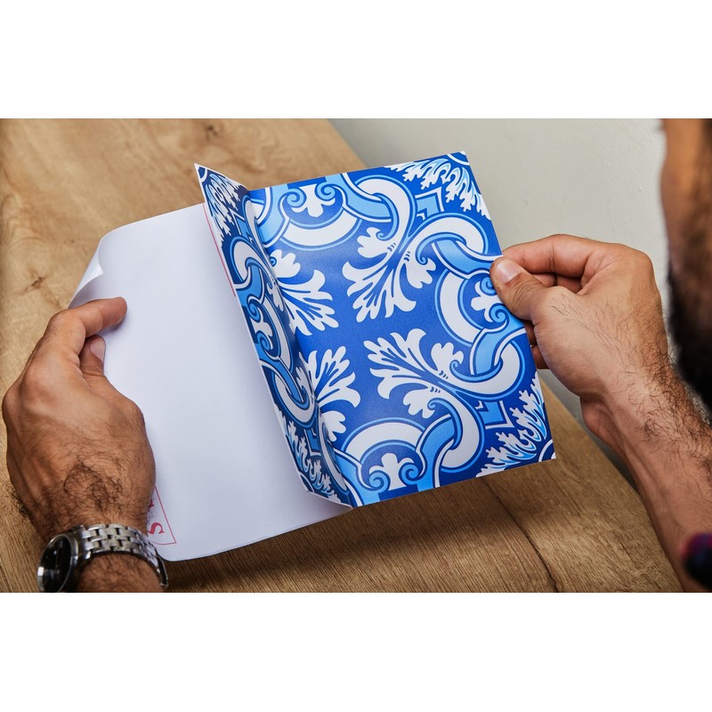 Poromoro Spanish Portuguese Azulejo Style Backsplash Peel and Stick Tile
