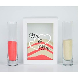 Sand Ceremony Set, White Shadow Box Mr. & Mrs, Shadow Box Wedding, Vow Renewal, Unity Sand Ceremony Set, Beach Wedding Decor, Unity Candle Set, Destination Wedding