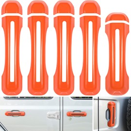 Door Handle Inserts Cover Trim+Tailgate Handle Cover for 2018-2024 Jeep Wrangler JL JLU Sports Sahara Freedom Rubicon Unlimited Gladiator JT 2-Door & 4-Door Exterior Accessories (Orange 5PCS)