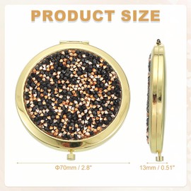 uxcell Small Pocket Mirror for Purse, Magnifying Foldable Makeup Handheld Compact Mirror for Women, Purse, Travel, Girls, Gift (Black/Gold with Gold Frame, 2.8Inch)