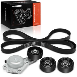 A-Premium Engine Serpentine Belt Drive Kit w/Tensioner & Idler Compatible with Ford F-250 Super Duty F-350 Super Duty 2011-2018, E-350 E-450 Super Duty & Starcraft Bus Starlite, 6.2L, 4-PC Set