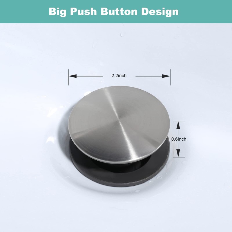 Bathroom Sink Drain Without Overflow, ARCORA Brushed Nickel Pop Up
