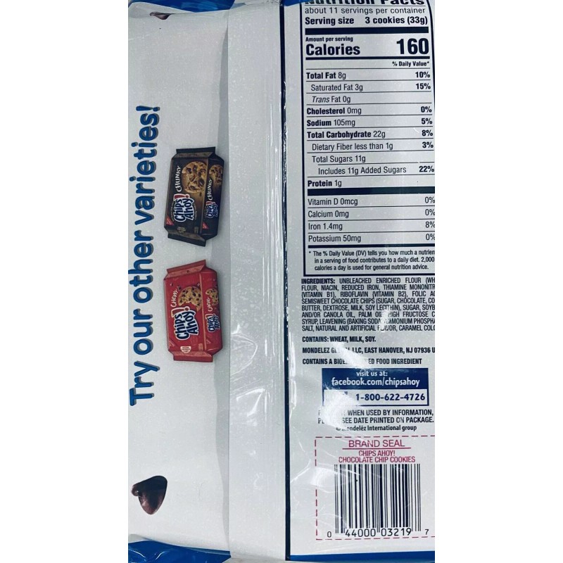 NABISCO Chips Ahoy! ORIGINAL Chocolate Chip Cookies 13 oz Pack