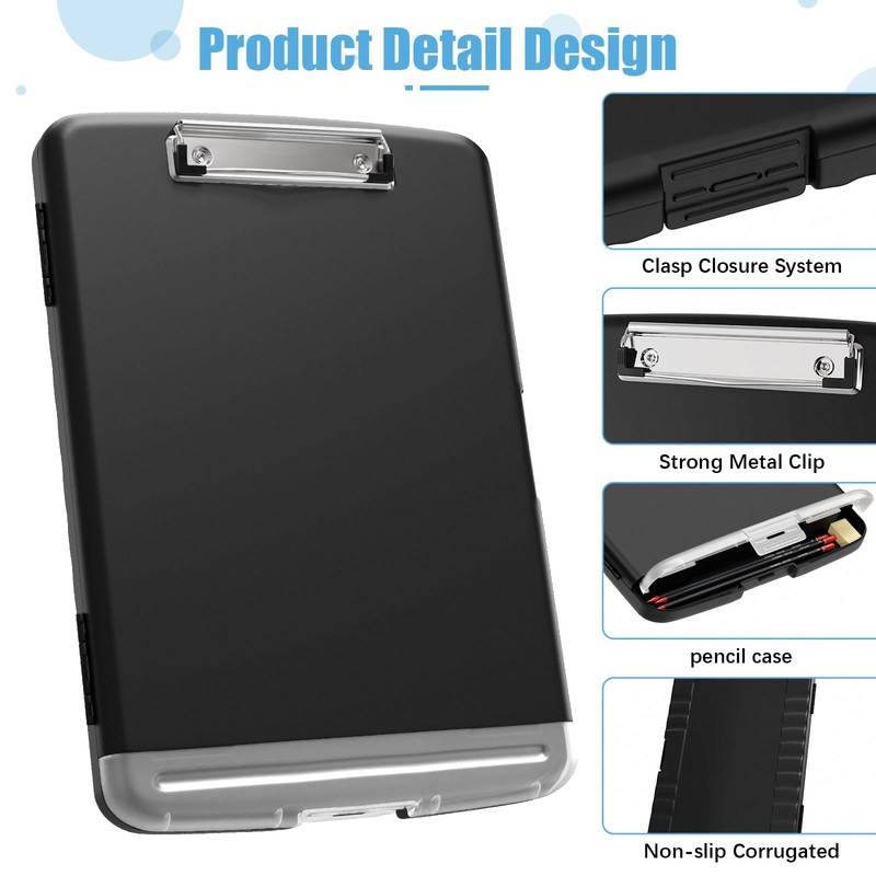 Hnogri Plastic Clipboard with Storage, Folder Nursing Clipboard Side Opening,