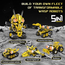 SliBoeyX 5-in-1 Remote Control STEM Robot Building Kit with LED Light – Transformable Models, Eco-Friendly Rechargeable, App-Controlled, Engineering Toy for Kids 6+ (673PCS)
