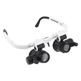 Smgda メガネルーペ LEDライト付き拡大鏡 8倍/15倍/23倍調節可 ハンズフリー 拡大鏡 宝石鑑定 機械加工 LR1130アルカリボタン電池付き