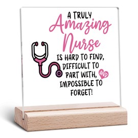 Nurse Gifts for Women Appreciation Acrylic Plaque Nursing Graduation Gifts Nurses Week Present RN Keepsake for Women Nursing Keepsakes Clear Desk Decorative Acrylic Plaque With Wooden Stand