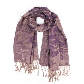 TZ Promise Women's Pashmina Shawls and Wraps Reversible Floral Flower Rave Scarf (Purple)