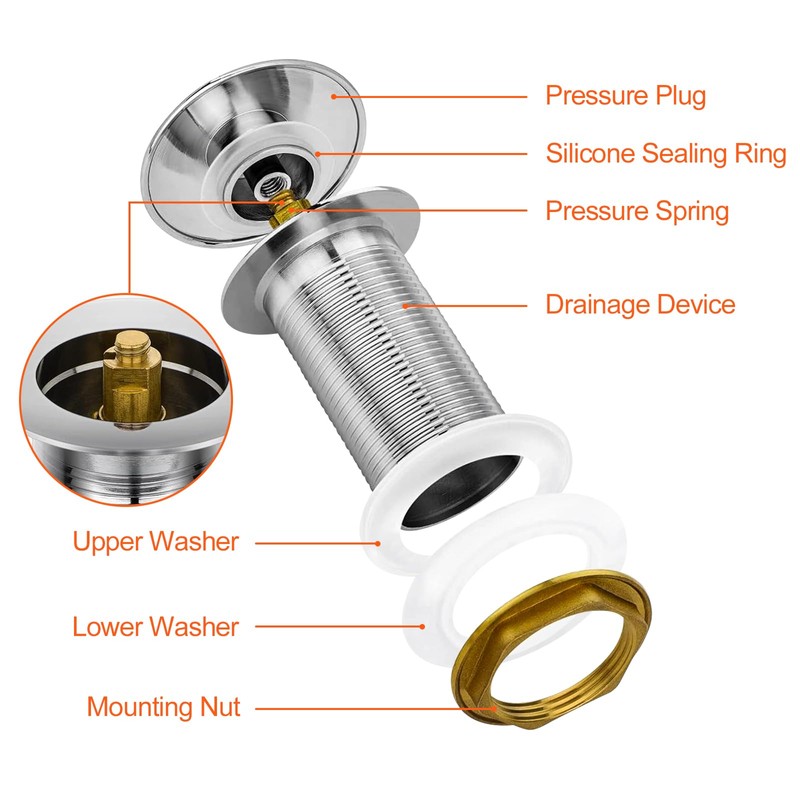 Fousenuk Sink Drain Fitting, Drain Valve for Sink and Washbasin,