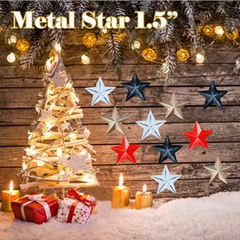 50 piezas de estrella de metal de 1.5 pulgadas, estrella de granero para decoración del hogar, decoración de pared colgante para casa, arte de pared vintage de hierro y manualidades, decoraciones de Navidad para interiores y exteriores (negro)