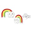9mm Rainbow Cat Earrings Solid 925 Sterling Silver Dainty Studs