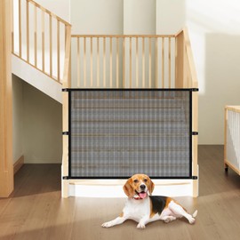 Dog Pet Mesh Gate Stairs - Baby Safety Barrier Gates for Stairway - No Drilling Puppy Gates for Indoor - Banister to Banister Baby Gates for Stairs