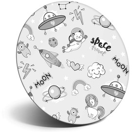 Destination Vinyl ltd Magnet for Refrigerator, Fridge BW - Cute Cat Unicorn Astronaut Space Kids for Office, Cabinet and Whiteboard, Magnetic Stickers, 43567