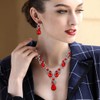 BriLove Wedding Bridal Necklace Earrings Jewellery Set for Women Multi