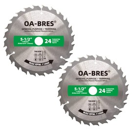 5-1/2 Inch 24 Tooth ATB General Purpose and Trimming Saw Blade, Cordless Trim Saw Blade with 5/8-Inch Arbor (1/2-Inch and 10-mm Reducer Bushings Include) - 2 Pack