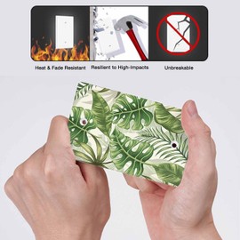 Moslion Green Palm Leaf Blank Light Wall Plate Plant Tree Banana Leaves Botany Blank Switch Plug Covers Home Decorative For Bathroom Kitchen