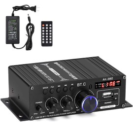 Suacopzar AK-380 - Amplificador de audio para el hogar, Bluetooth 5.0, máximo 400 W+400 W 2.0 CH amplificador estéreo de alta fidelidad con fuente de alimentación de 12 V 5 A, receptor amplificador
