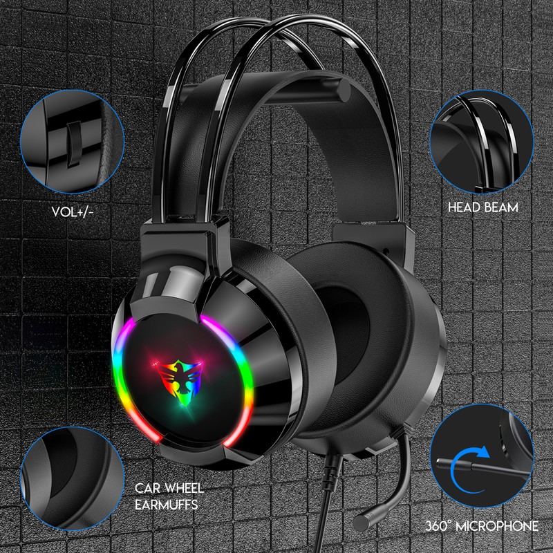 Wired Gaming Headset Headphones for PC Laptop Game Console