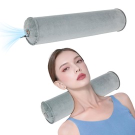 ONTYZZ Neck Bolster Inflatable Neck Pillow Grey Neck Support Pillow Neck Pillow Round Sofa Cushion for Car Aeroplane Travel Home Office Decorative Cushion 10 x 48 cm