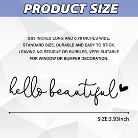 UZZH Hello Beautiful Car Rearview Mirror Stickers Decals, Car Window Stickers and Decals, Dresser Mirror Decor, Cute Car Decoration Accessories Rear View Mirror Decals for Women (Black)