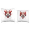 Scary Yokai Oni Mask Japanese Anime Warrior Throw Pillow