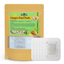 Niifawh 2 in 1 Foot Pads, Tear and Use Ginger Wormwood Foot Pads with Pure Natural Ginger Powder Bamboo Vinegar Wormwood, Bigger Adhesive ''Stay in Place'' All Night Foot Pads, 20 Pads
