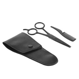 MERRYHAPY 3pcs Mustache Scissors Set Beard Comb Nose Hair Clipper Kit Stainless Steel Shears for Men Grooming