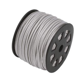 Fashewelry 100 Yards 3mm Faux Suede Cord Silver Micro Fibre Flat Leather Lace Velvet Beading String Rope with Roll Spool for Jewelry Making