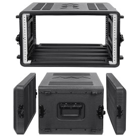 ROOMEDAL 4U Rack Flight Case 15inch Deep Ventilated Rack Case Dustproof for Pro Audio - Height - 6RU, Depth - 15inch