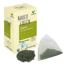 MAEDA-EN NAKED GREEN Organic Sen-cha with Matcha 12 Tea Bags Hot or Cold Drink Green Tea Japanese Origin Individually Wrapped Teabags 08201 1pk