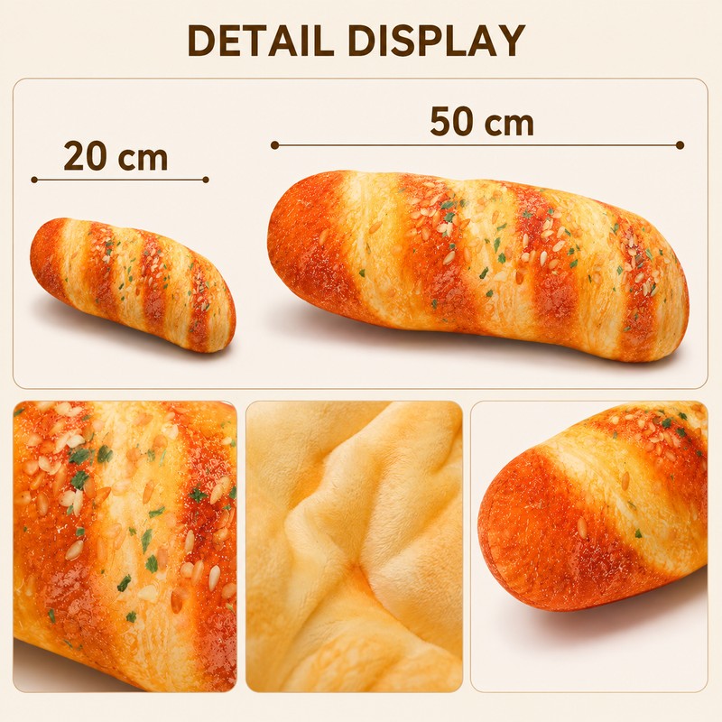 20cm Realistic Bread Plush Pillow – Soft Stuffed Hug Pillow