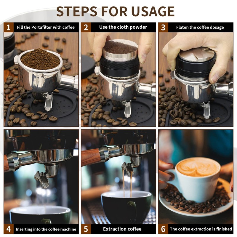 54mm Espresso Double Spouts Portafilter with 3 Ear, Espresso Accessories,Stainless