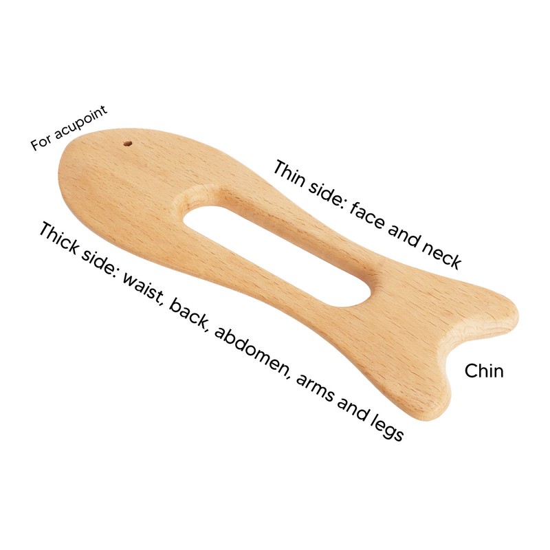 2Pcs Wooden Gua Sha Board Fish Shape Polished Beech Sturdy