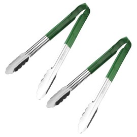 Chabrias Ltd 12" Utility Kitchen Tongs Cooking Tongs Stainless Steel Colour Coded Serving Tongs (Green, 2 Pack)