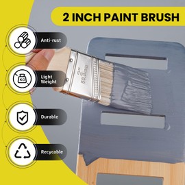 Mister Rui 3-Pack 2 Inch Angled Paint Brushes, Short Handle Professional Sash Brushes for Trim, Cabinets & Furniture, Smooth Finish for Oil & Latex Paint