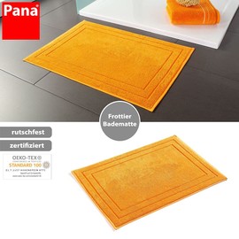 PANA® Jasmina Terry Towelling Bath Mat 100% Cotton Soft Bath Mat in High Quality Oeko-Tex Certified Bath Mat 50 x 70 cm Colour: Orange