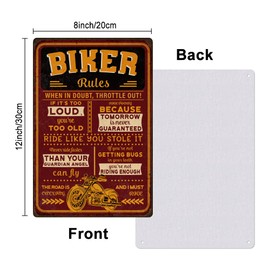 Hobbspring 1pc Vintage Metal Tin Signs 30x20cm Biker Rules Metal Signs When in Doubt Throttle Out Plaque Poster Motorcycle Wall Decor for Home Restaurant Bar Coffee Shop Garage Decor