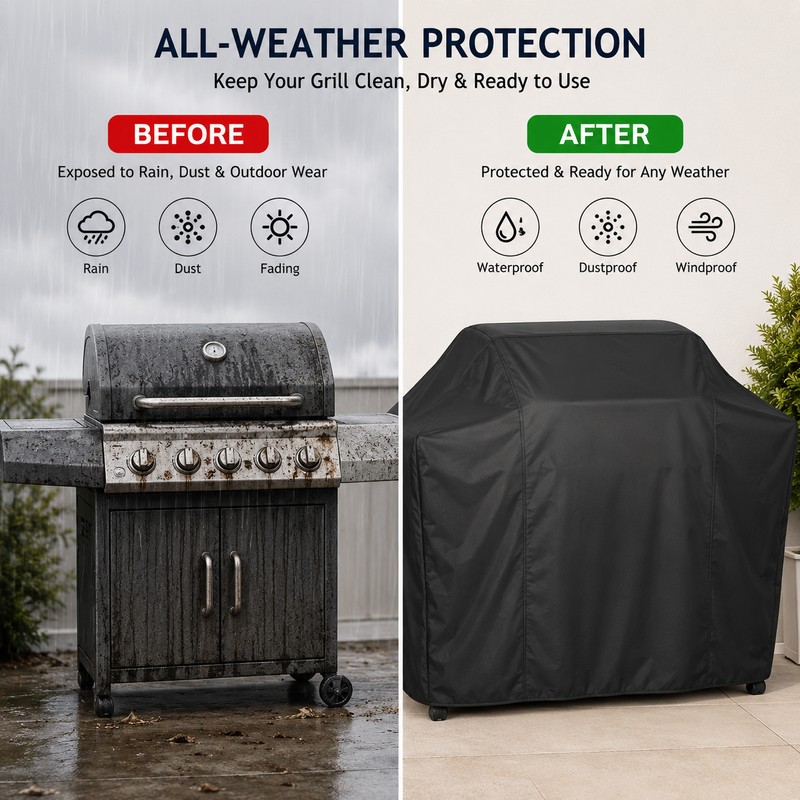 1 Piece Black BBQ Grill Cover for Outdoor Protection –