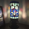 Small Tiffany Table Lamp Blue Dragonfly Style Mini Stained Glass