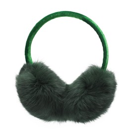 ZLYC Womens Girls Genuine Rabbit Fur Earmuffs Adjustable Ear Warmers (Green)