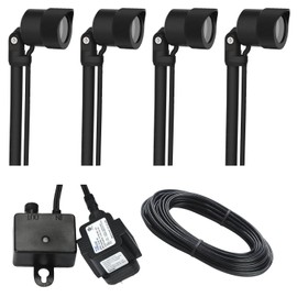 Sterno Home GL33912BK Paradise Low Voltage Aluminum 1.25W LED Nano Spotlight Kit (10W Transformer, Light Sensor, Connector, Black