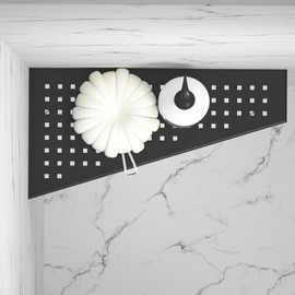 Bernkot Corner Shelf Shower Shelf 304 Stainless Steel No Drilling for Bathroom Shampoo Holder Organiser Trapezoidal Square Hole 305 x 155 mm, Black