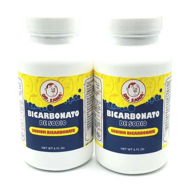 (2) Dr Sana 100% Sodium Bicarbonate Antacid. Bicarbonato de Sodio, 6 oz
