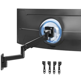 Monitor Wall Mount for 17-57-inch Screens - Heavy Duty Single Wall Mount Monitor Arm for Most Ultrawide Screens, Fully Adjustable, for Home & Office use, Max Load 44lbs, VESA 75 100 200 mm, Black