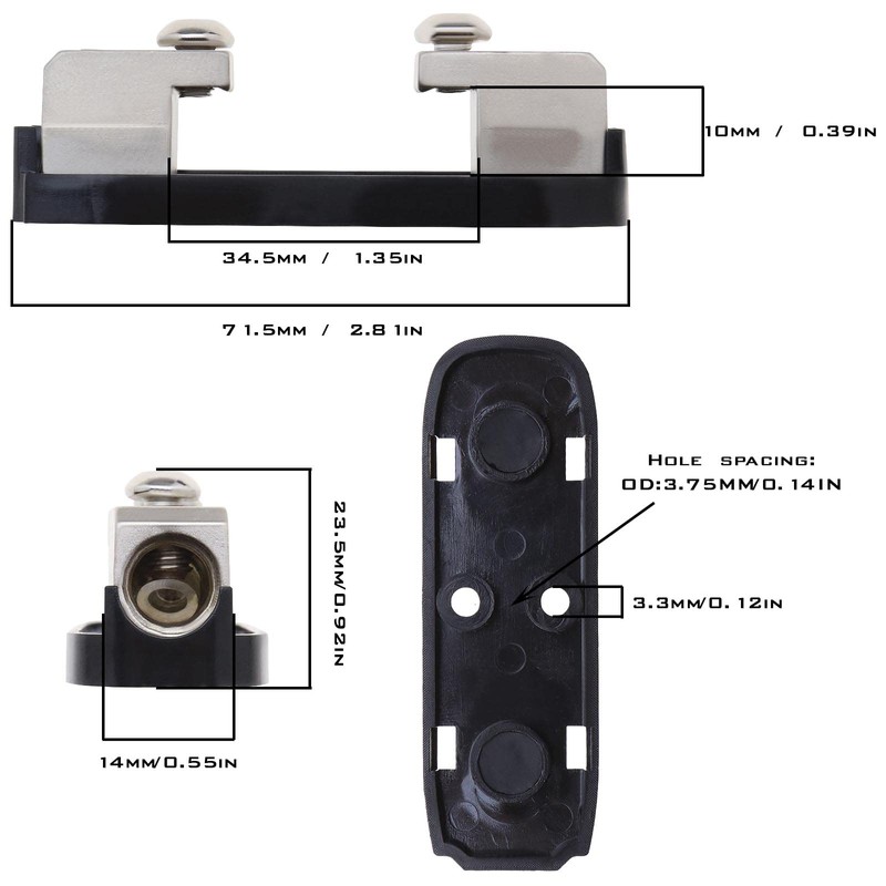 2 Pack Mini ANL Fuse Box Holder Fuse Holder Base