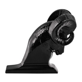 GG Grand General 48047 Matte Black Powder Coated Ram's Head Hood Ornament with Amber LED Eyes