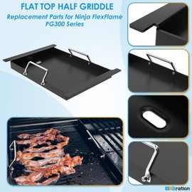 BBQration Griddle Insert for Ninja FlexFlame PG300 Series, Carbon Steel Griddle Insert Grill Parts for Ninja Flex Flame Replacement Parts for XSKHLFGRIDLE
